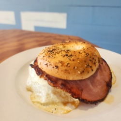 turkey / ham, egg and provolone sandwich